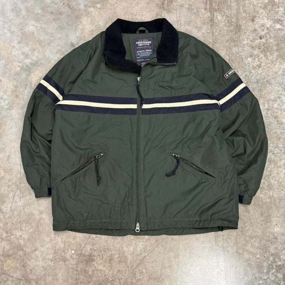 Vintage Abercrombie & Fitch Green Sherpa Lined Full Zip Jacket Fits Large